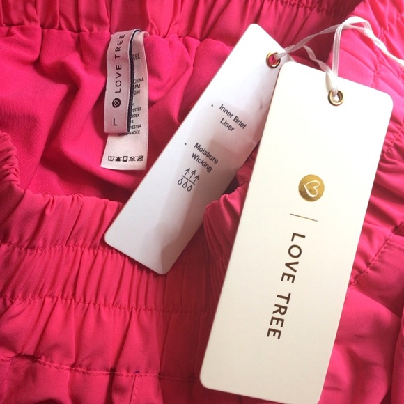 Love Tree Womens Hot Pink High Waisted Flowy Athletic Shorts W/ Pockets Lg - Picture 7 of 8